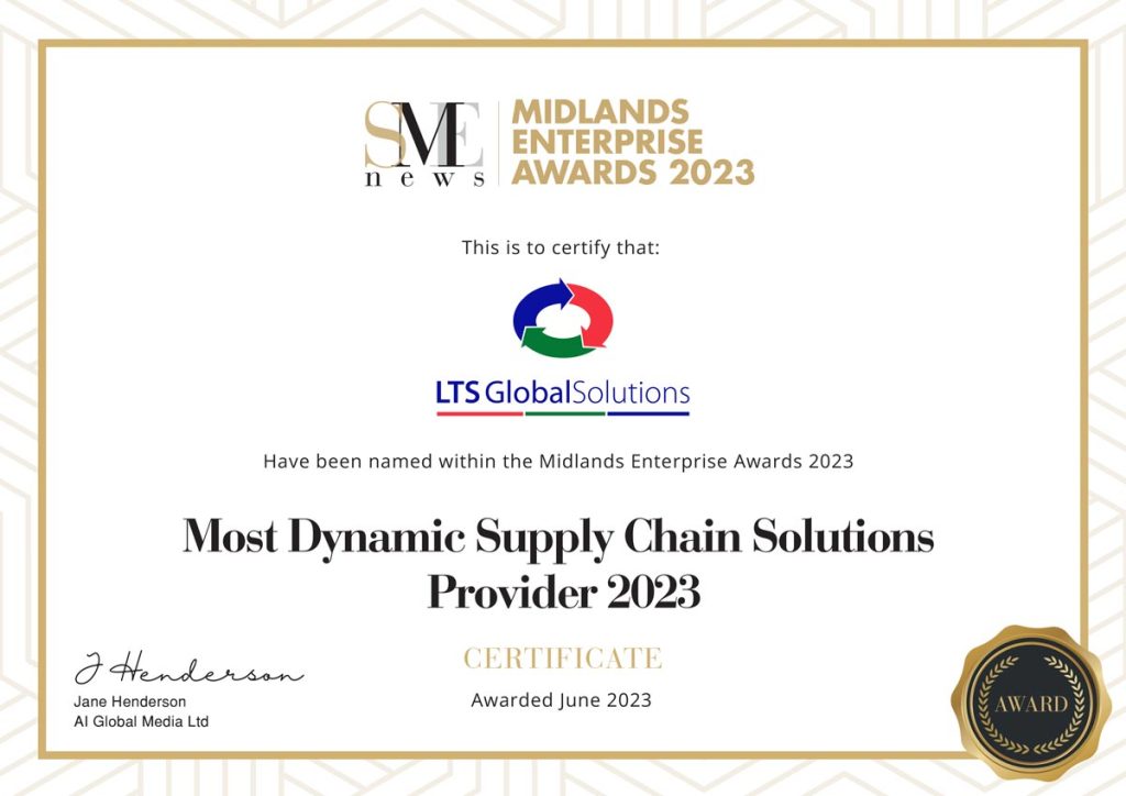Midland Enterprise Award Certificate
